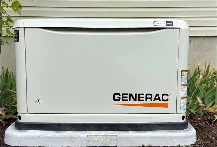 generator size Front of Generac generator